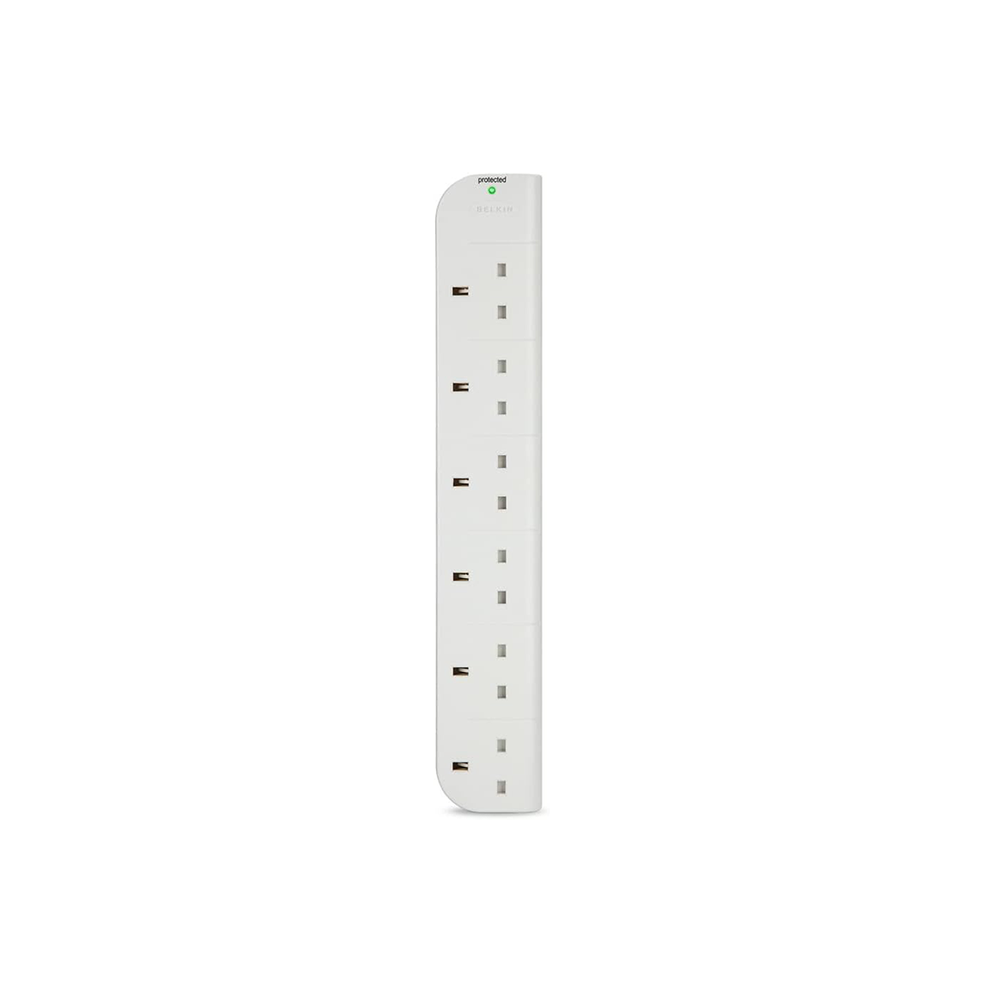 Belkin E Series 6 Plug SurgeStrip Surge Protected Extension Lead - White