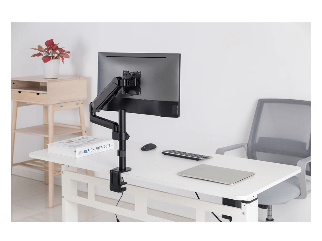 GAMEON GO-3363 Pole-Mounted Spring-Assisted Single Monitor Arm For Gaming And Office Use, 17