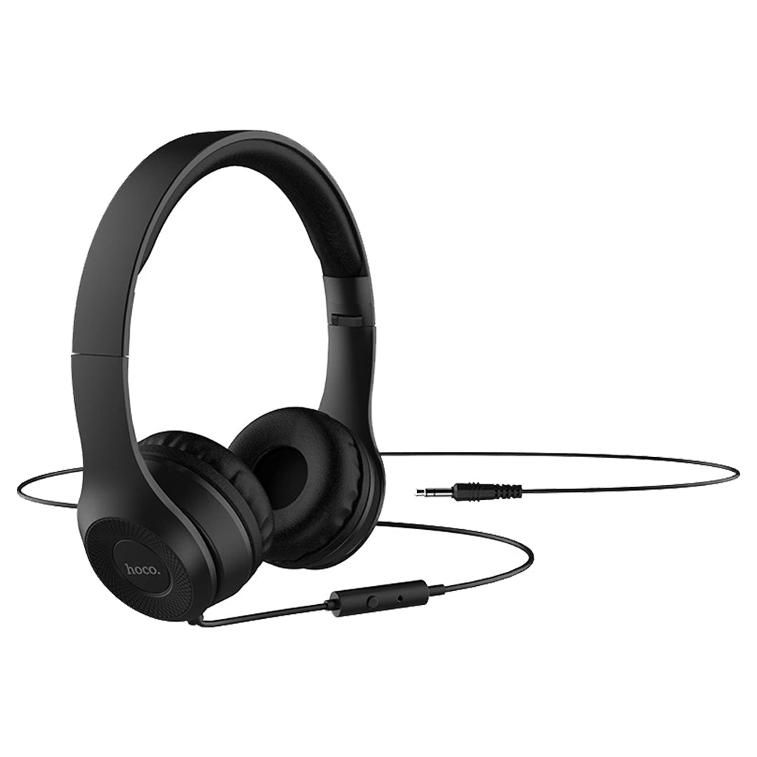 Hoco Headpnones “W21 Graceful Charm” Wired Headset with Mic - Black in Qatar