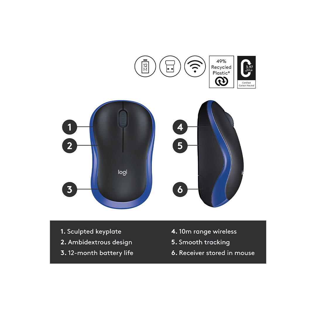 Logitech M185 Wireless Mouse - Blue in Qatar