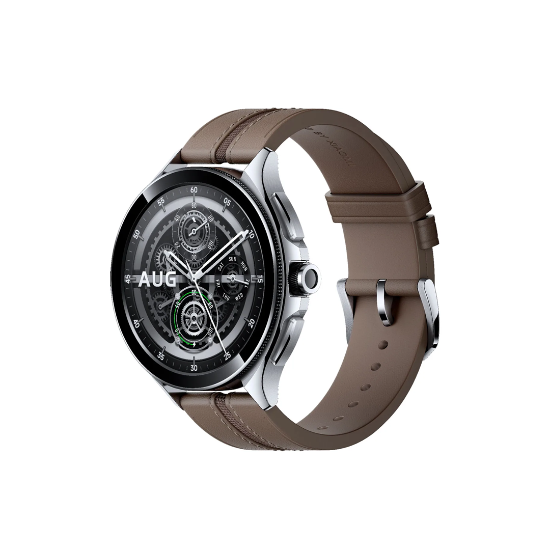 Xiaomi Watch 2 Pro - Silver with Brown Leather Strap