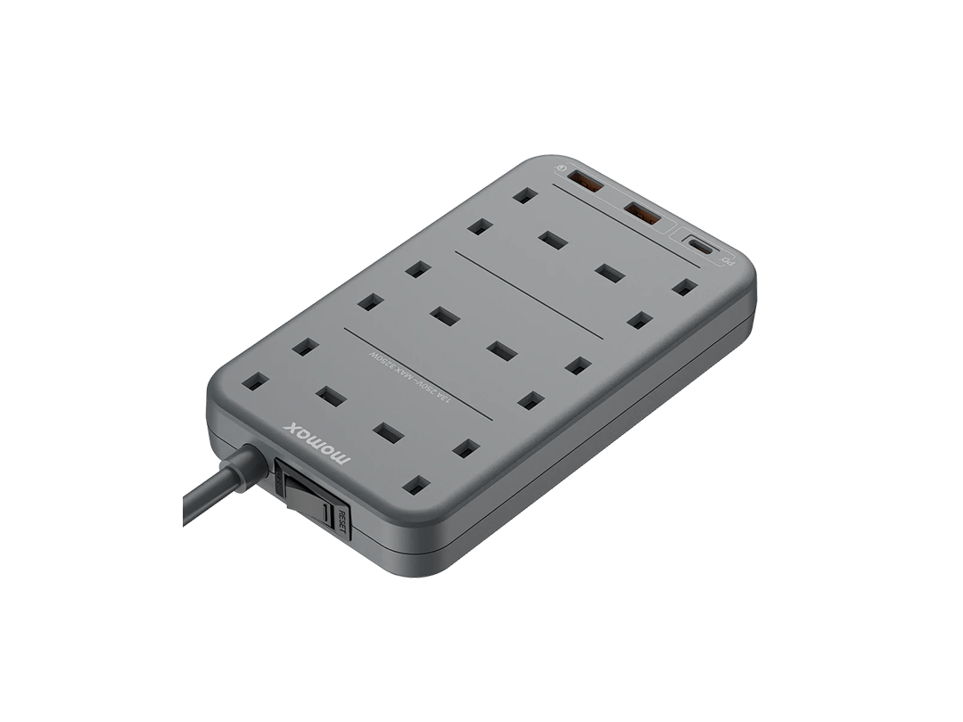 Momax OnePlug 6-Outlet Power Strip With USB - Grey