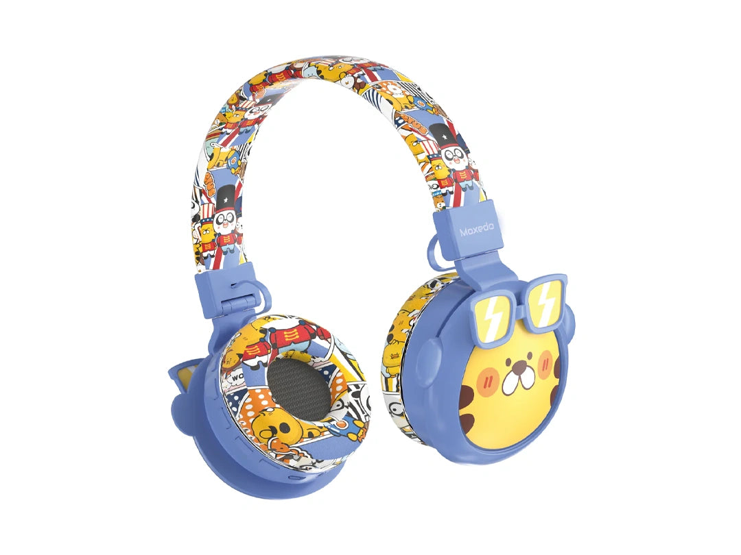 Moxedo Junior Tiger Wireless On-Ear Headphones for Kids - Blue in Qatar