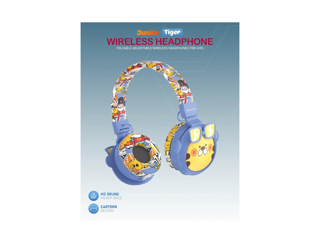 Moxedo Junior Tiger Wireless On-Ear Headphones for Kids - Blue in Qatar