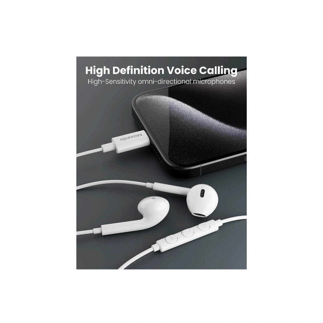 Moxedo Wired Stereo Type-C Double Earphone - White in Qatar