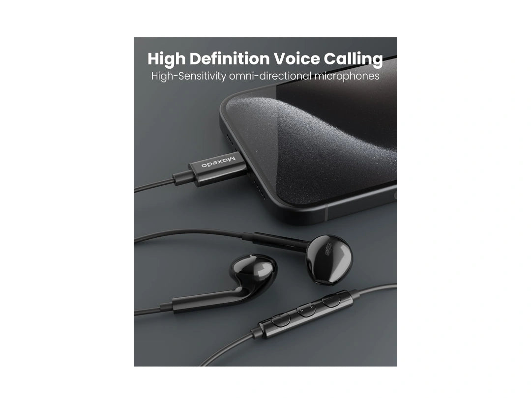 Moxedo Wired Stereo USB Type-C Connector Earphone - Black in Qatar