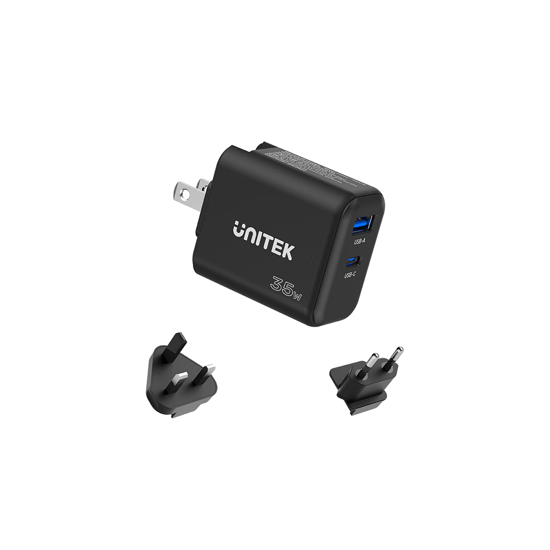 Unitek 35W Travel GaN Charger (USB-C PD + QC3.0), with US/EU/UK Plugs in Qatar