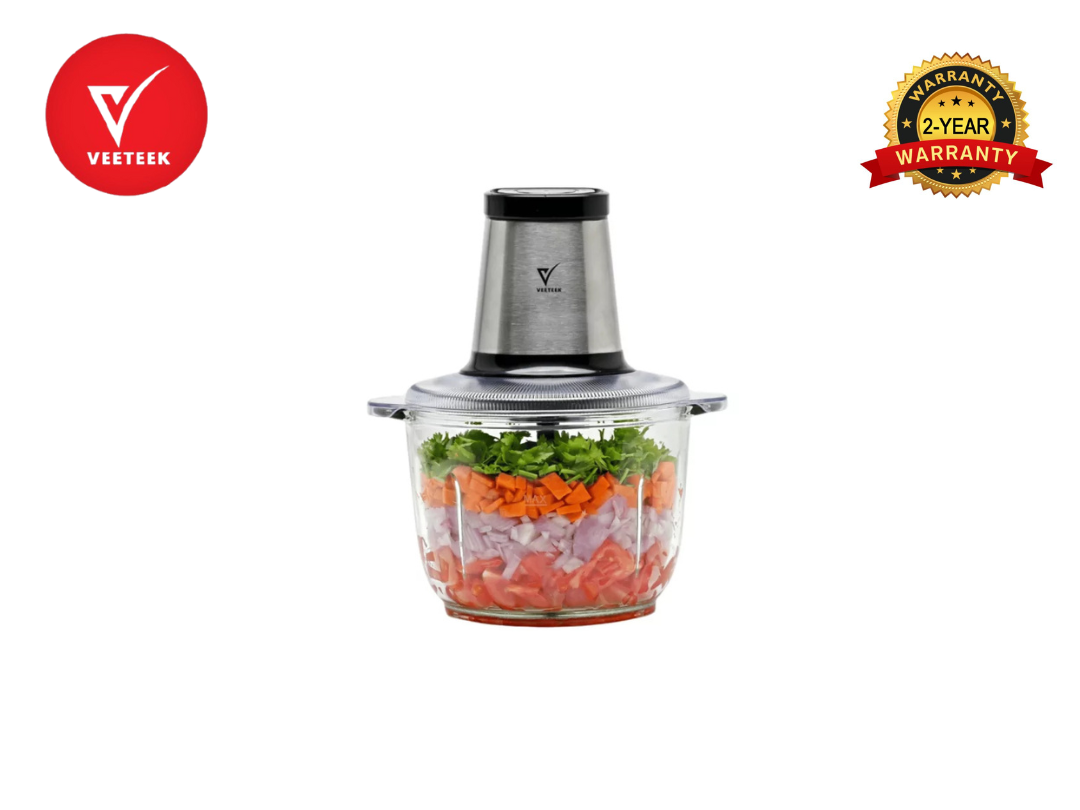 VEETEEK Mini Chopper 2L, Glass Bowl, Stainless steel, MC410A-CB