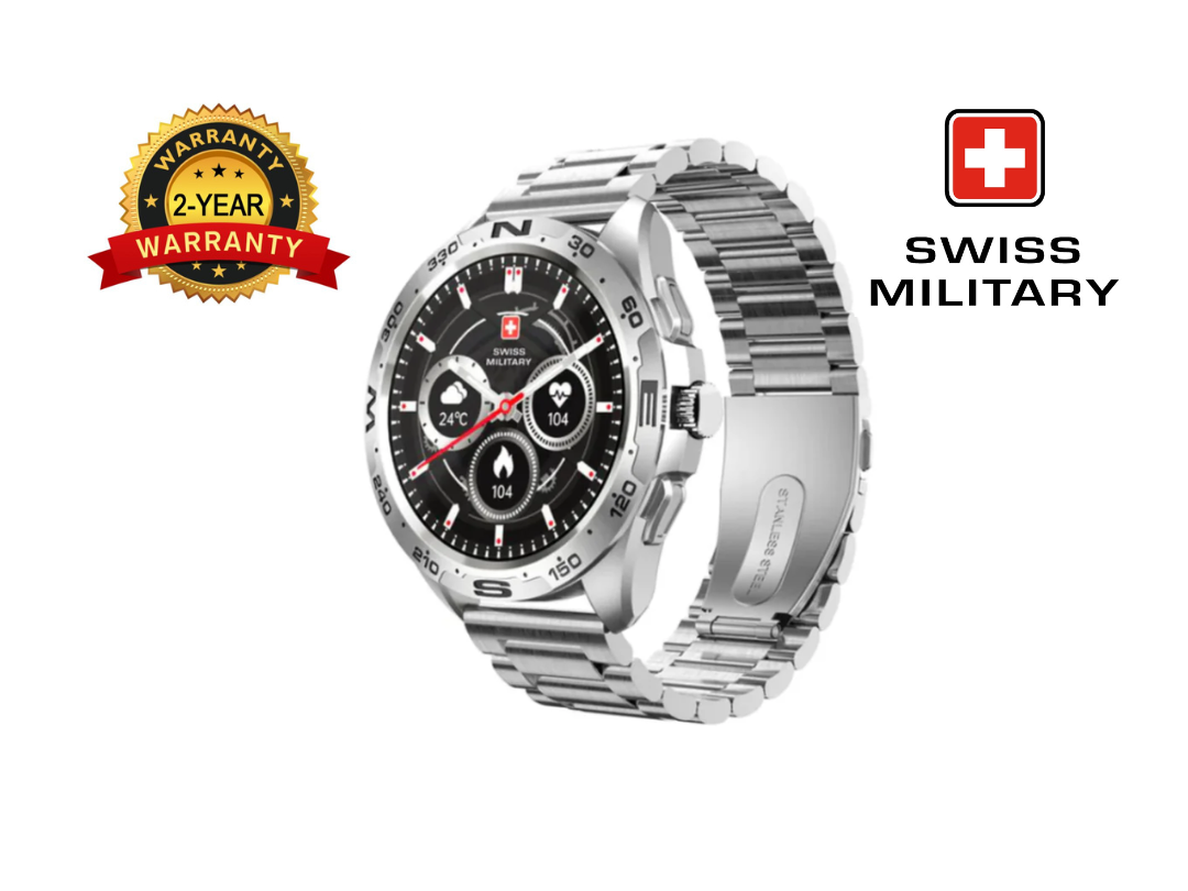 Swiss Military DOM 6 -Silver Smart Watch with Metal Strap - Fitness Tracker & Heart Rate Monitor
