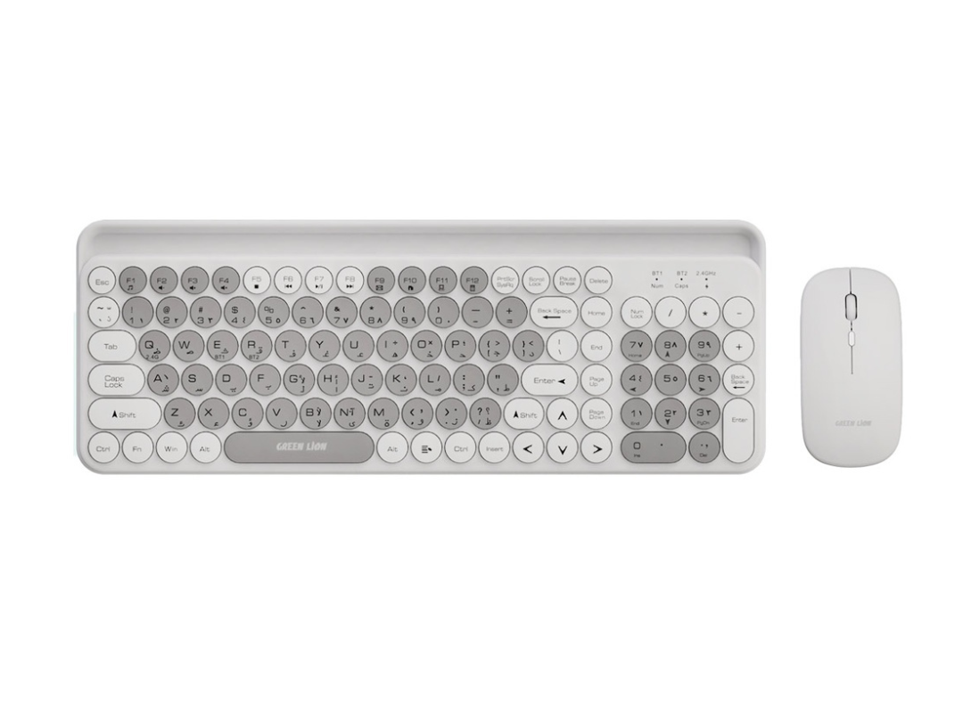 Green Lion Keyboard & Mouse Duo - Ergonomic, Slim Design - Gray