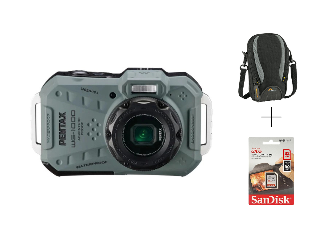 Ricoh PENTAX WG-1000 Waterproof Digital Camera - 16.3 MP, Olive