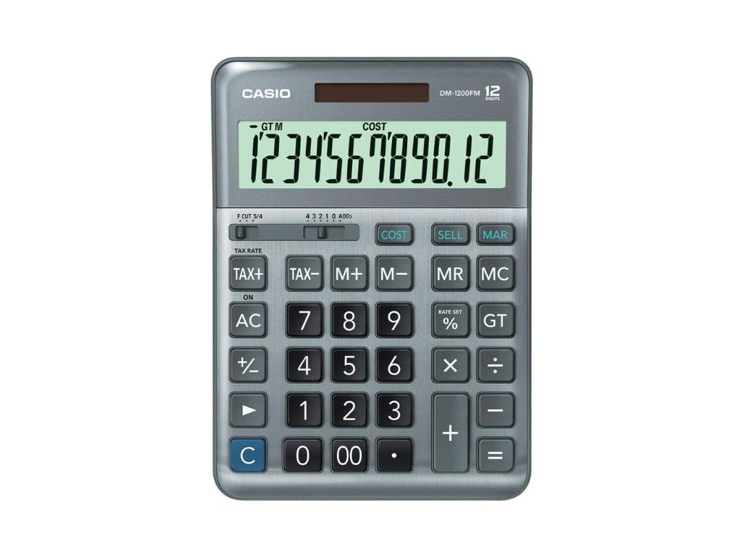 Buy Casio Digital Desktop Calculator Grey - DM-1200FM-W-DP in Qatar