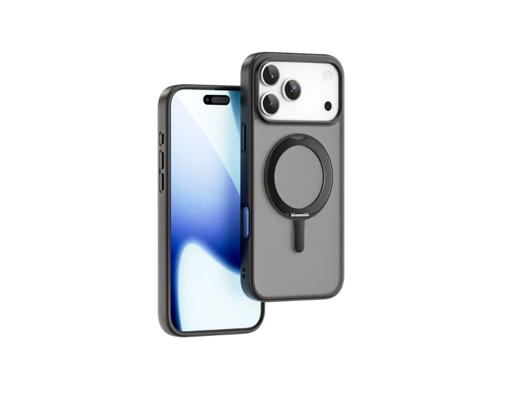 WiWU iPhone 17 Pro FGG-202 Soft Touch Magnetic Case with Kick Stand Black