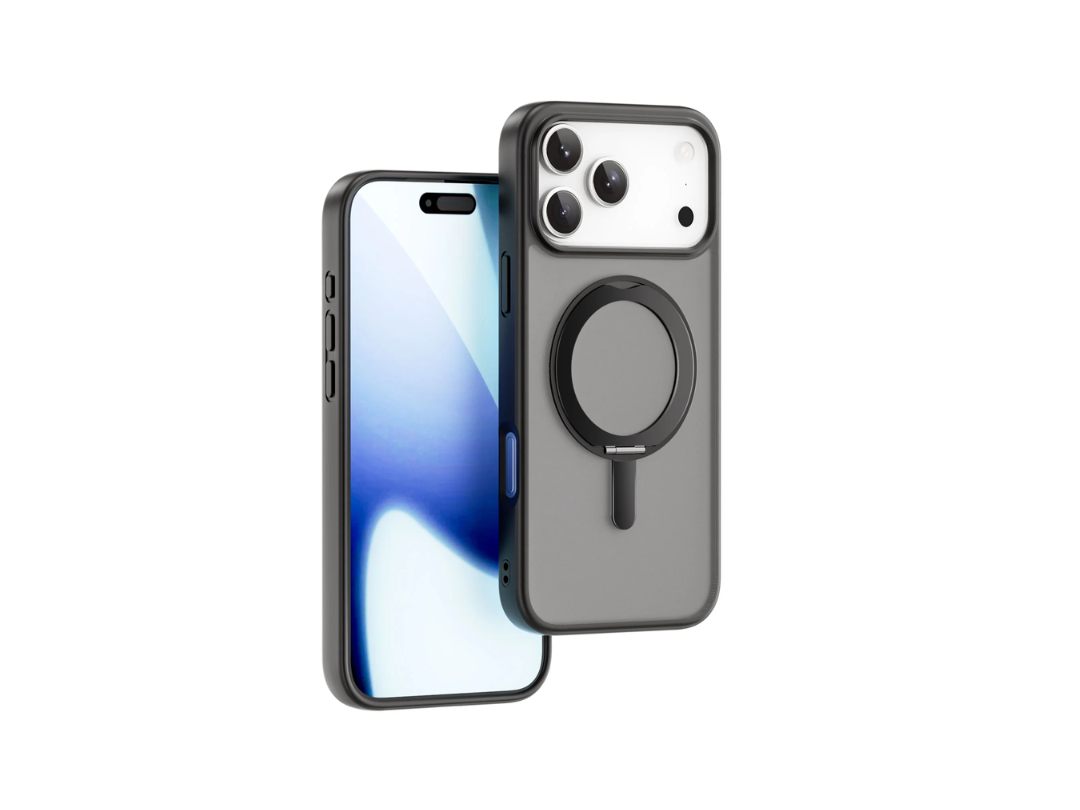 WiWU iPhone 17 Pro Max FGG-202 Soft Touch Magnetic Case with Kick Stand Black