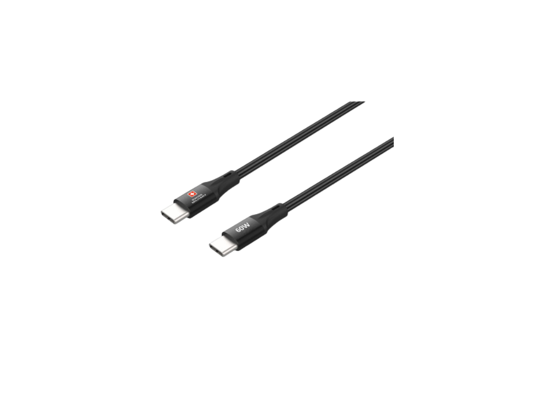 Swiss Military 60W USB-C to USB-C 1.2M Braided Cable – Black | Qatar
