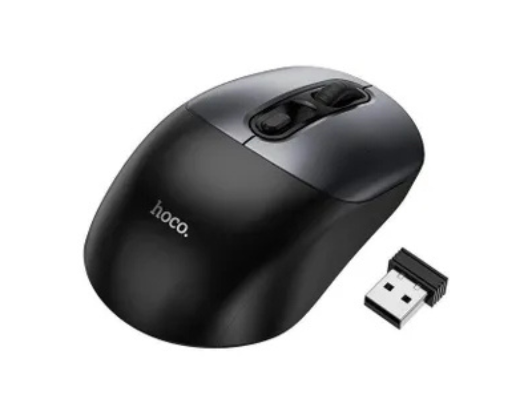 Hoco GM28 Wireless Business Mouse Ergonomic, 2.4G, Black & Metal Gray