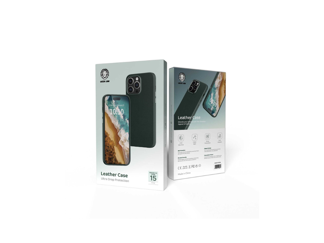 Buy Green Lion iPhone 15 Pro / 15 Pro Max Leather Case - Green in Qatar