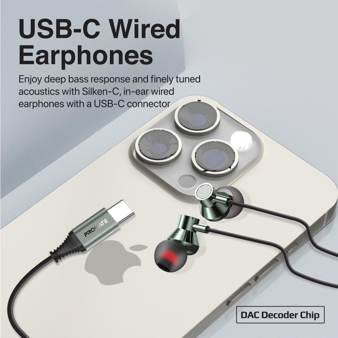 Promate In Ear USB C Stereo Earphone with Microphone in Qatar