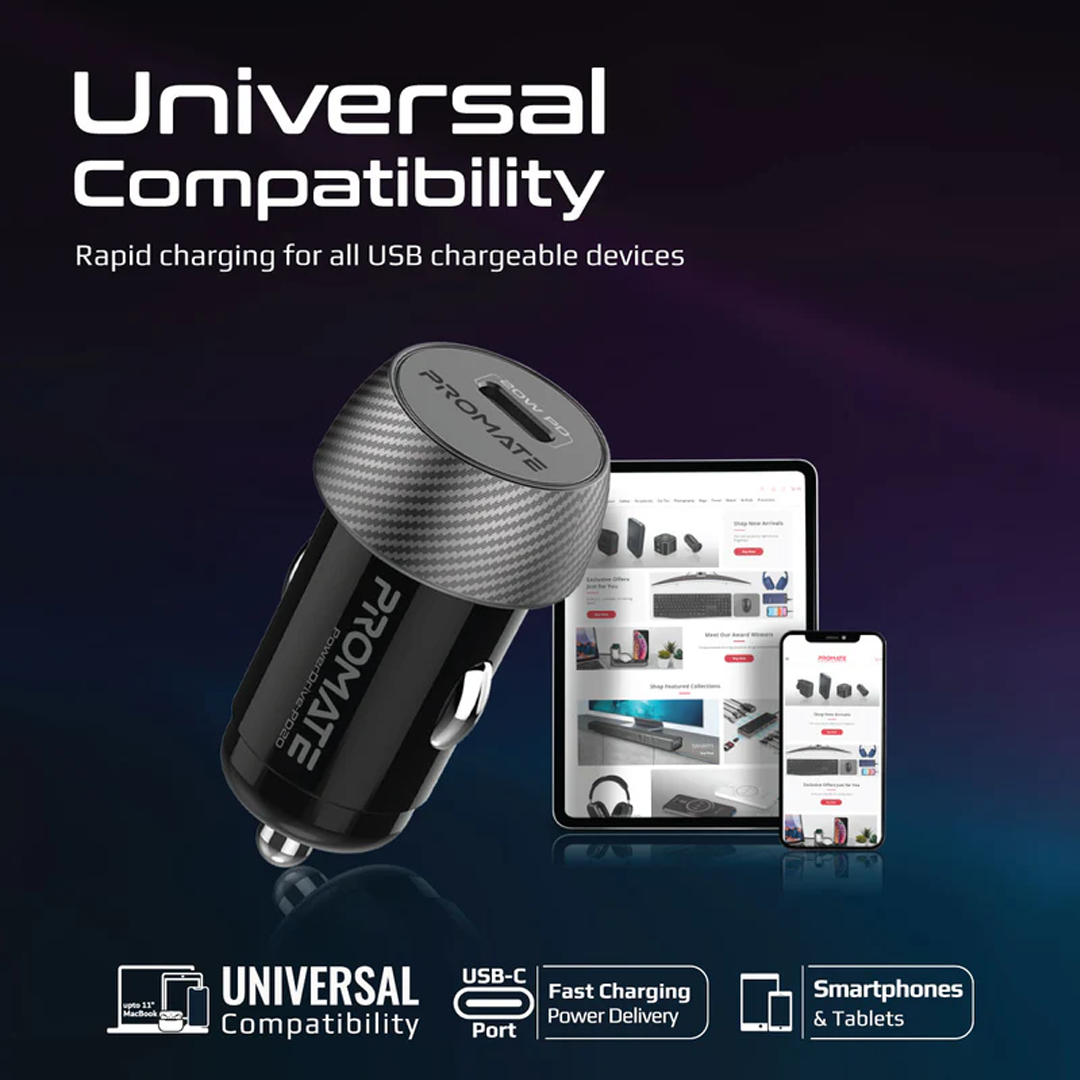 Promate Mini 20W USB-C Power Delivery Car Charger in Qatar