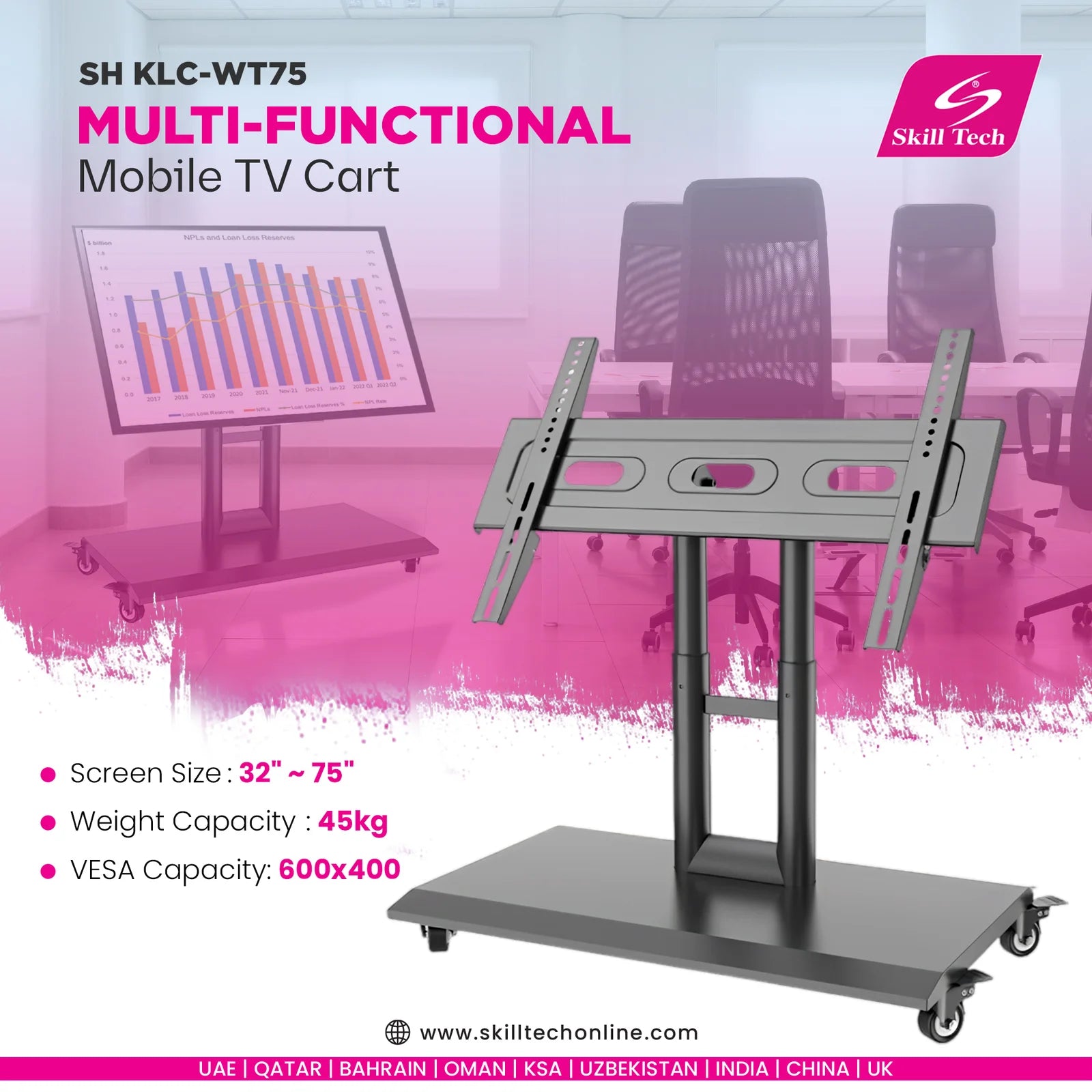Skilltech-SH KLC-WT75 - Multi-Functional Mobile TV Cart