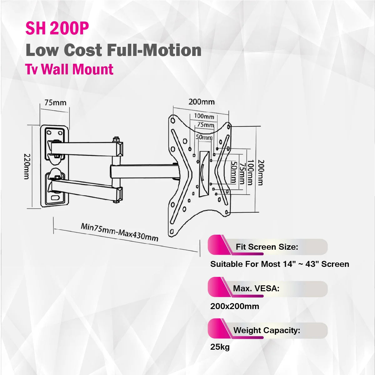 Skill Tech SH 200P - Low Cost Full-Motion Tv Wall Mount