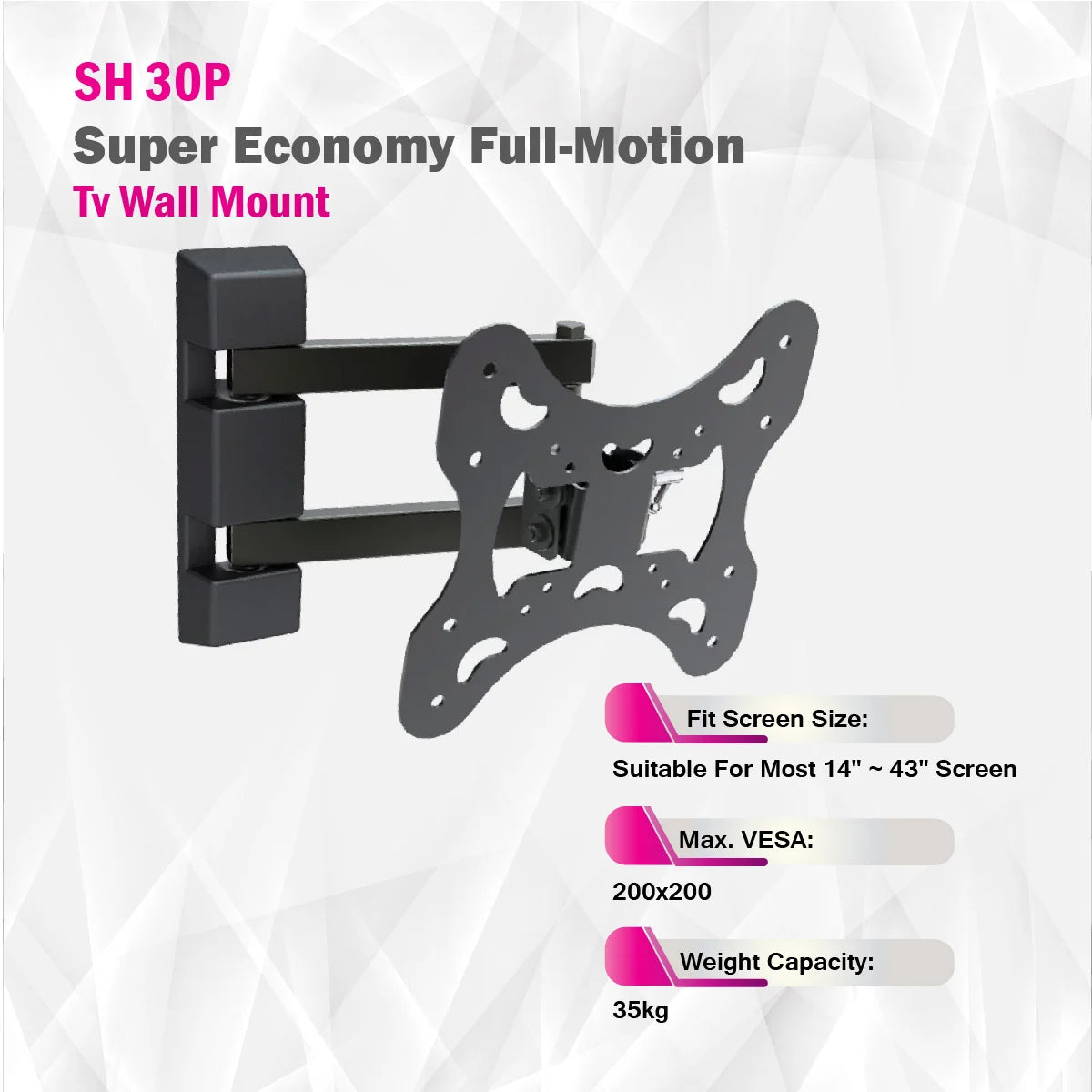 SkillTech - SH 30P - Super Economy Full-Motion Tv Wall Mount