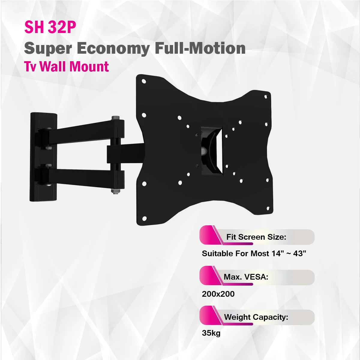SkillTech  - SH 32P - Super Economy Full-Motion Tv Wall Mount
