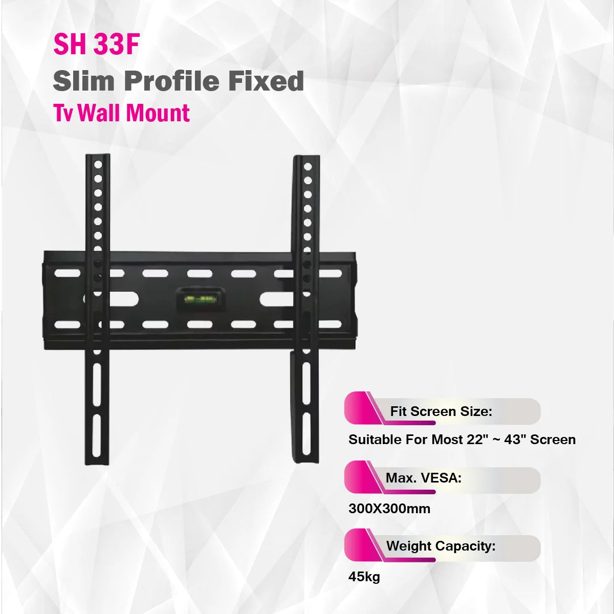 SkillTech - SH 33F - Slim Profile Fixed Tv Wall Mount