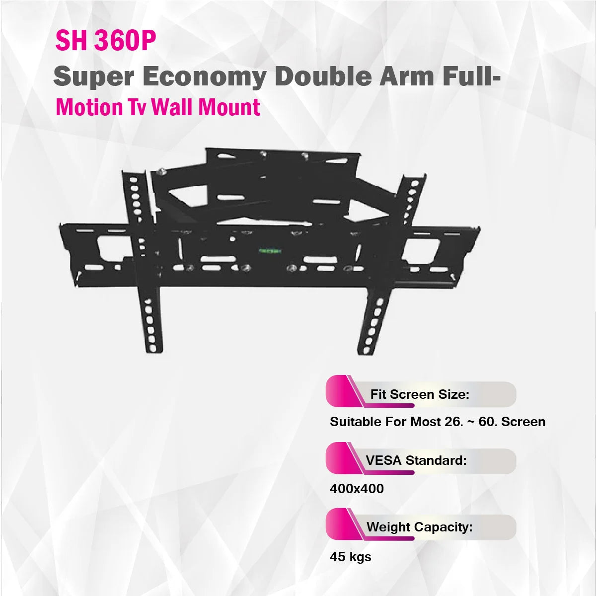 SkillTech - SH 360P - Super Economy Double Arm Full-Motion Tv Wall Mount