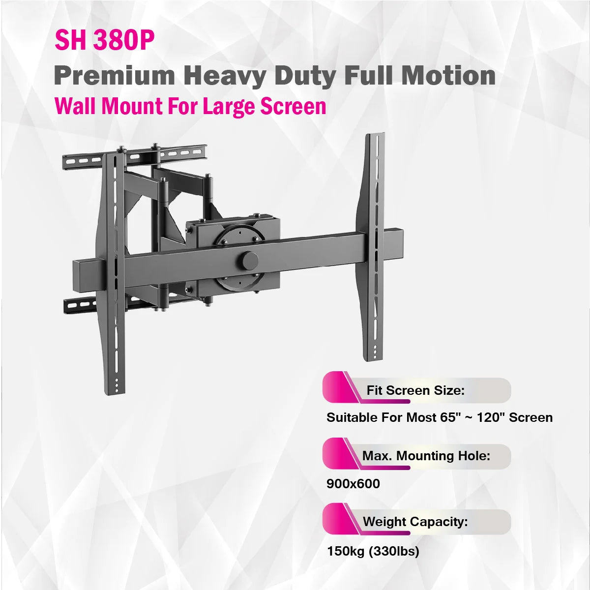 Skill Tech SH 380P - Premium Heavy Duty Full Motion Wall Mount For Large Screen TV Wall Mount (Landscape & Portrait)