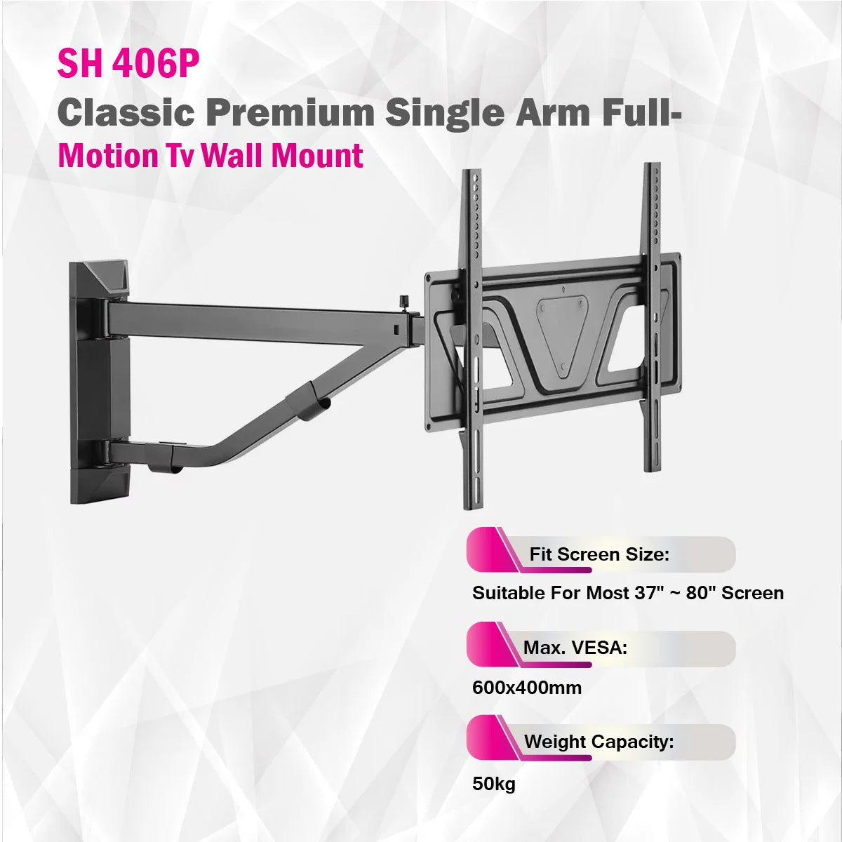 Skill Tech SH 406P - Classic Premium Single Arm Full-Motion Tv Wall Mount