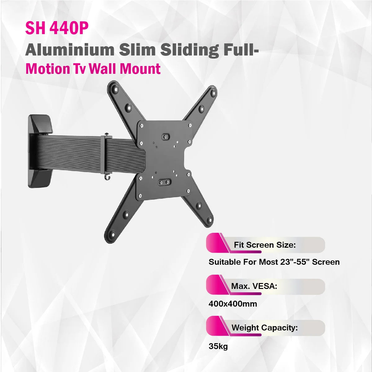 Skill Tech SH 440P - حامل تلفزيون على الحائط منزلق رفيع من الألومنيوم وكامل الحركة Skill Tech SH 440P - حامل تلفزيون على الحائط منزلق رفيع من الألومنيوم وكامل الحركة