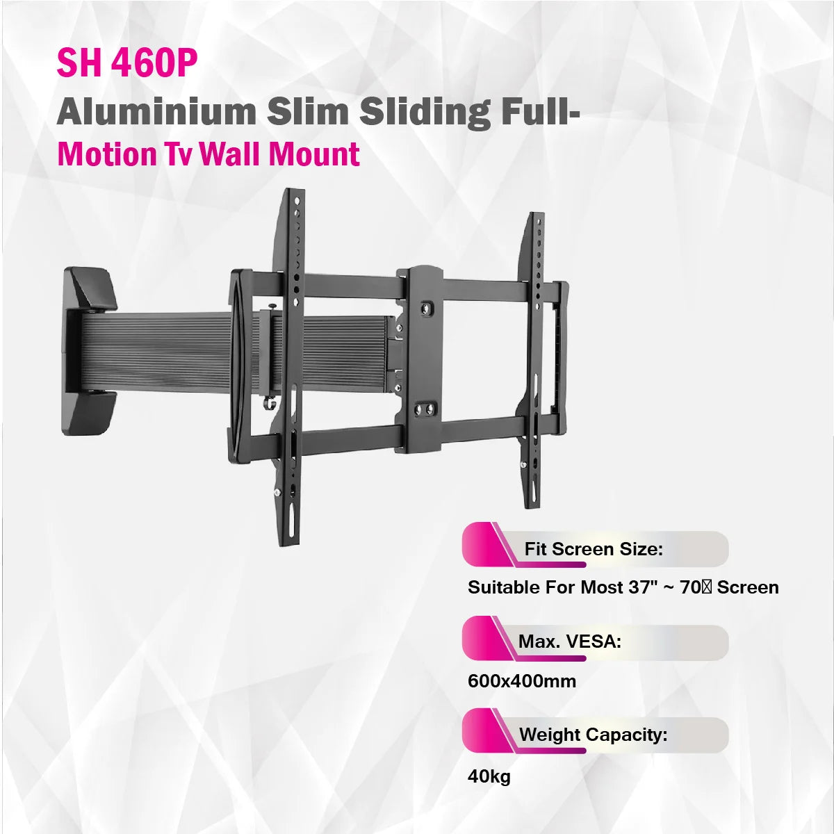 Skill Tech SH 460P - Aluminium Slim Sliding Full-Motion Tv Wall Mount
