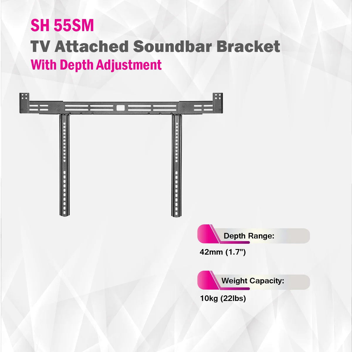 SkillTech  - SH 55SM - V Attached Soundbar Bracket With Depth Adjustment TV Wall Mount