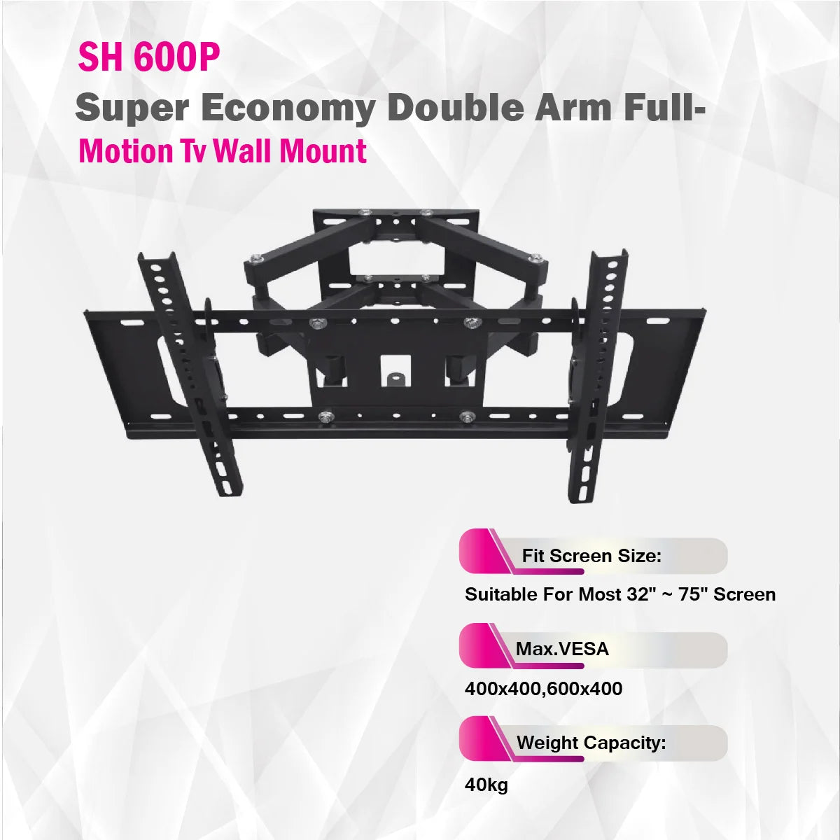 SkillTech - SH 600P - Super Economy Double Arm Full-Motion Tv Wall Mount