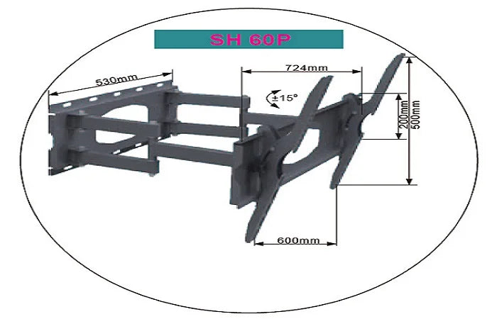 Skill Tech SH 60P - Affordable Full-Motion Tv Wall Mount For Double Stud