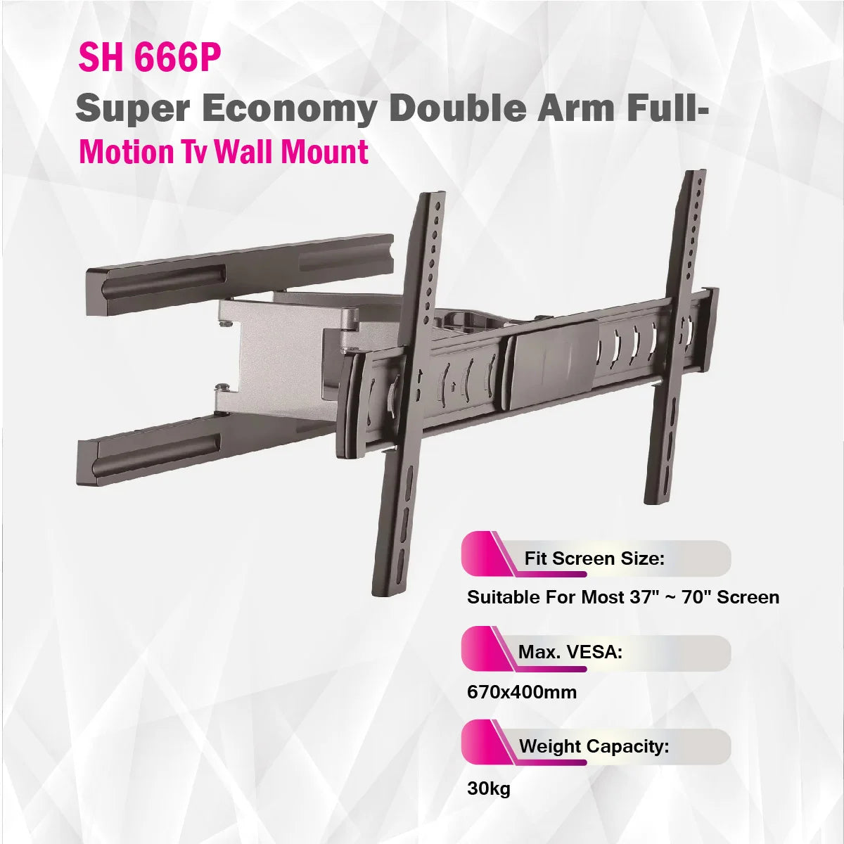 SkillTech - SH 666P - Super Economy Double Arm Full-Motion Tv Wall Mount
