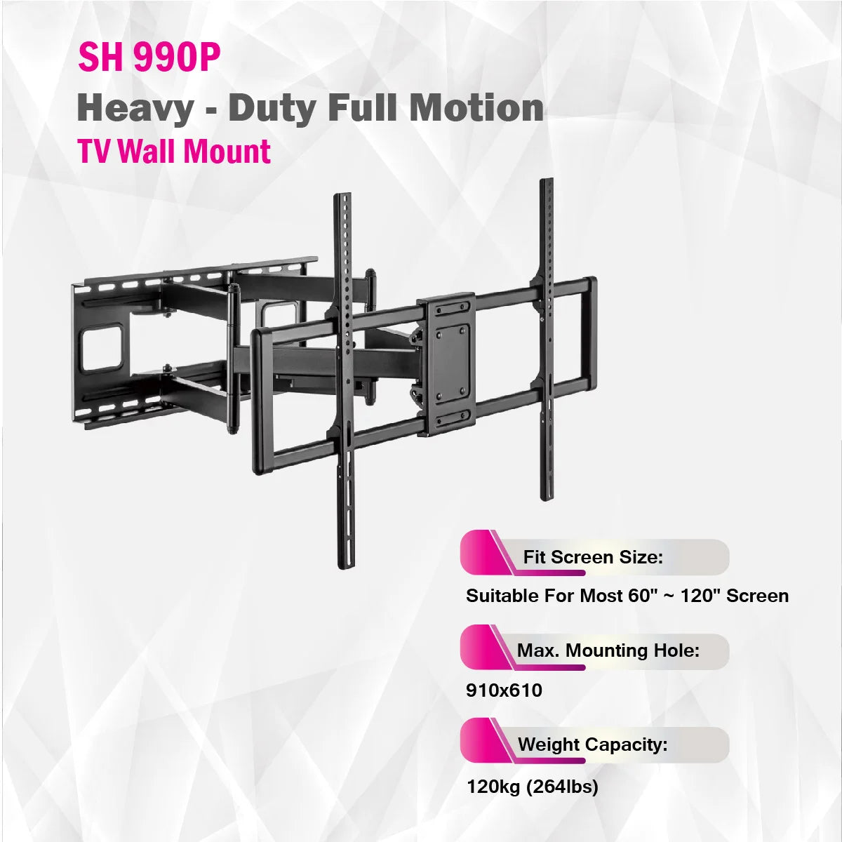 Skill Tech SH 990P | Heavy - Duty Full Motion TV Wall Mount