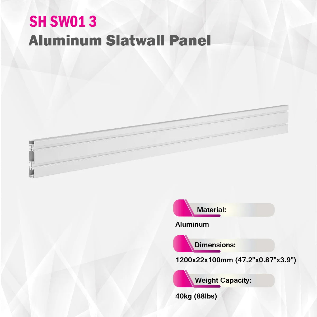 Skill Tech SH SW01 3 - Aluminium Slatwall Panel