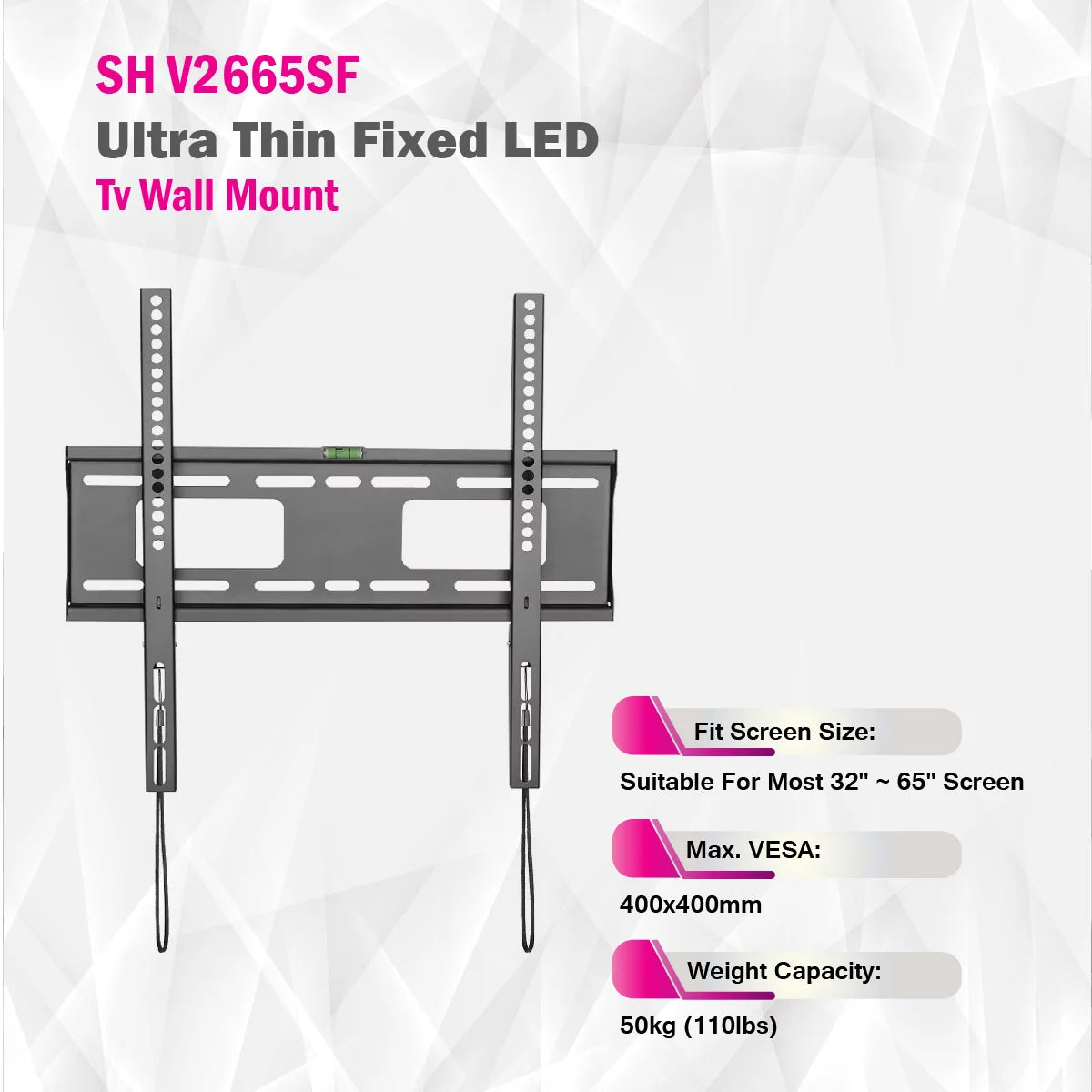 SkillTech - SH V2665SF - Slim Profile Fixed TV Wall Mount