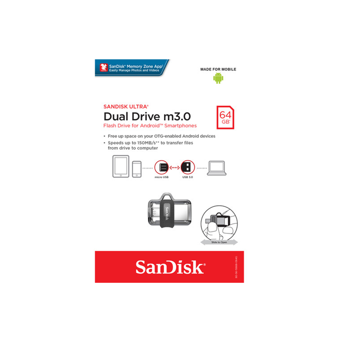 SanDisk 64GB Ultra Dual m3.0 USB 3.0 / micro-USB Flash Drive in Qatar