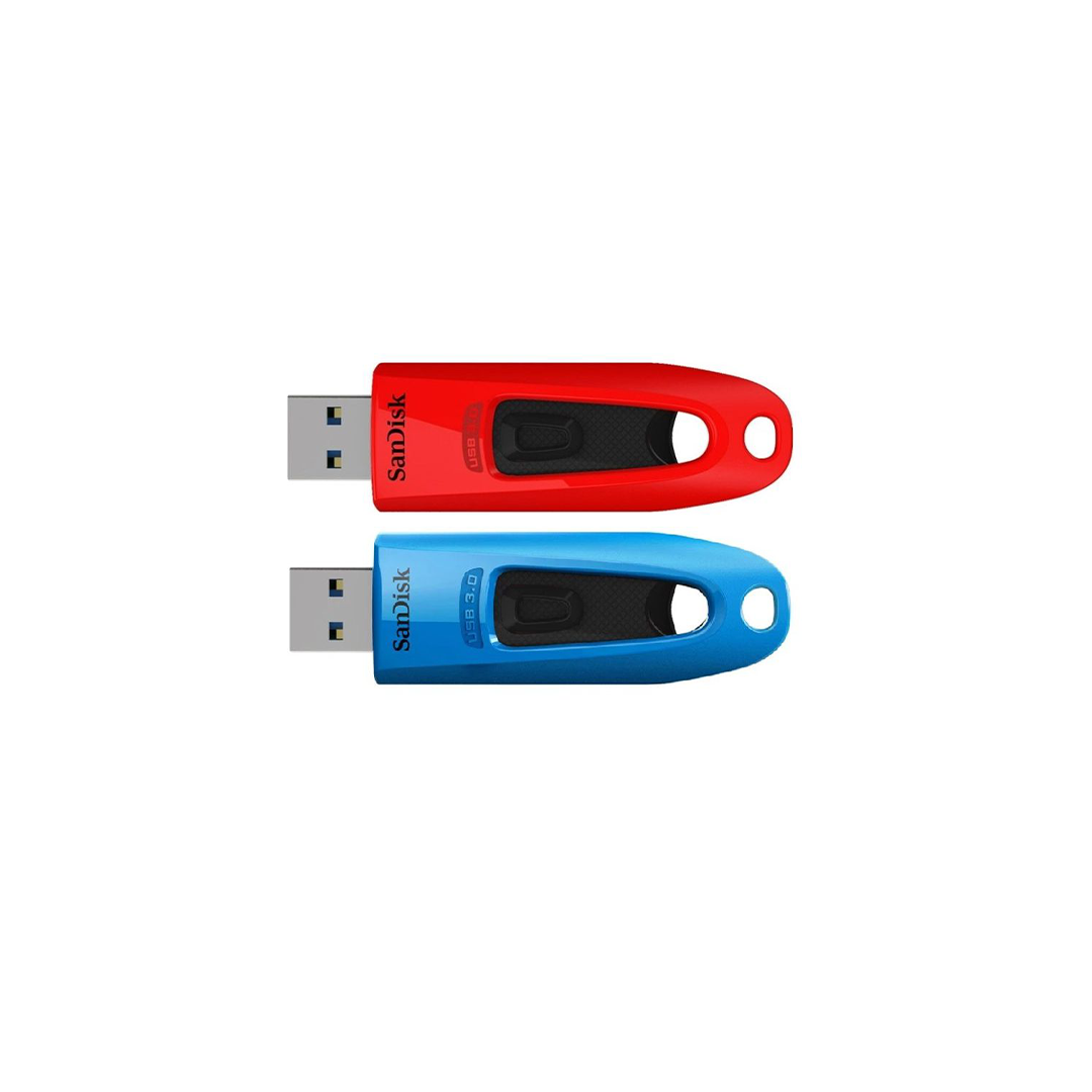 Sandisk Ultra USB 3.0 Flash Drive, CZ48 32GB, USB3.0, Dual Pack, Blue, Red, Stylish SLE, Blue/red