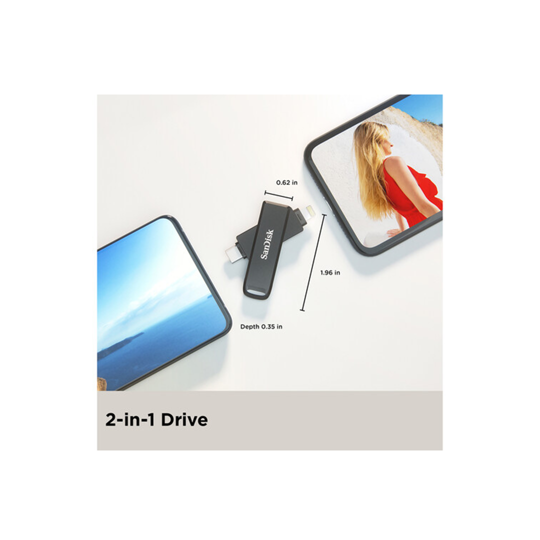  SanDisk 128GB iXpand Flash Drive Luxe For Lightning & USB Type-C Connection in Qatar