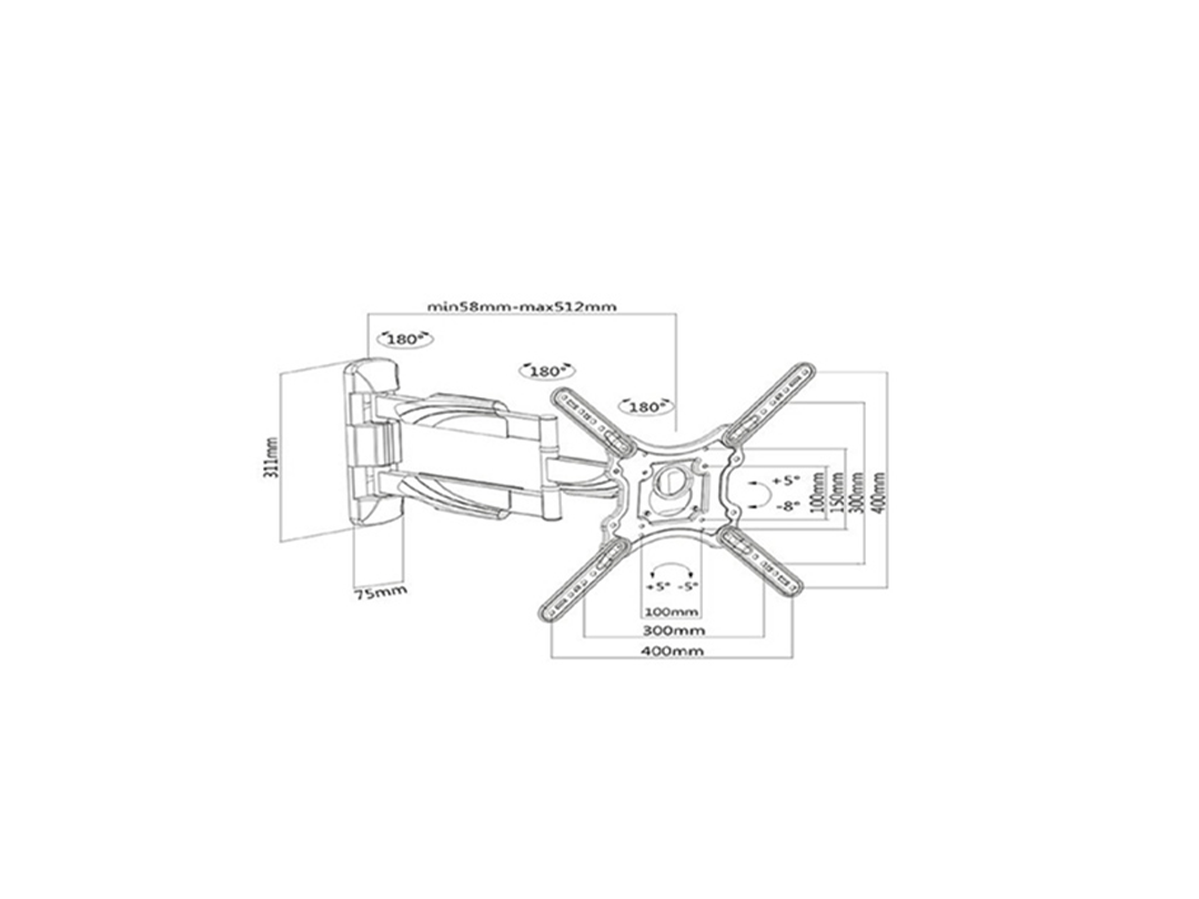 Skill Tech NB P4 Ultra-Slim Low Profile Full-Motion TV Wall Mount in Qatar