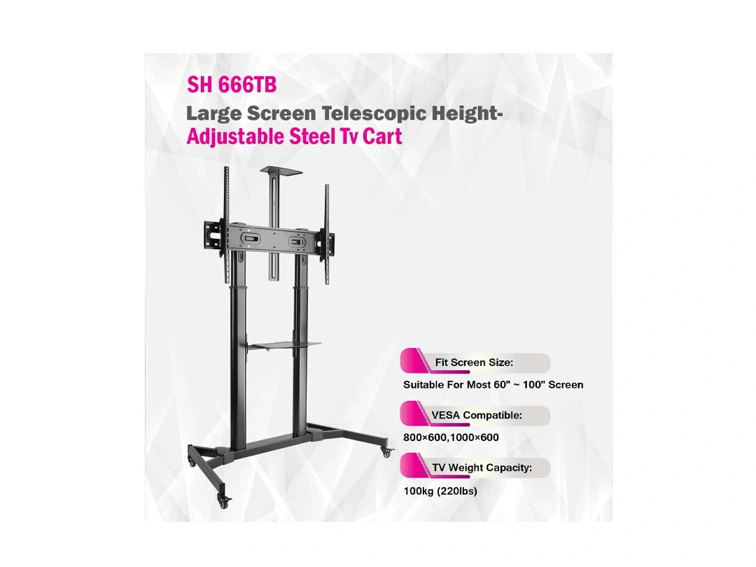 Skill Tech SH 666TB Large Screen Telescopic Height-Adjustable Steel Tv Stand in Qatar