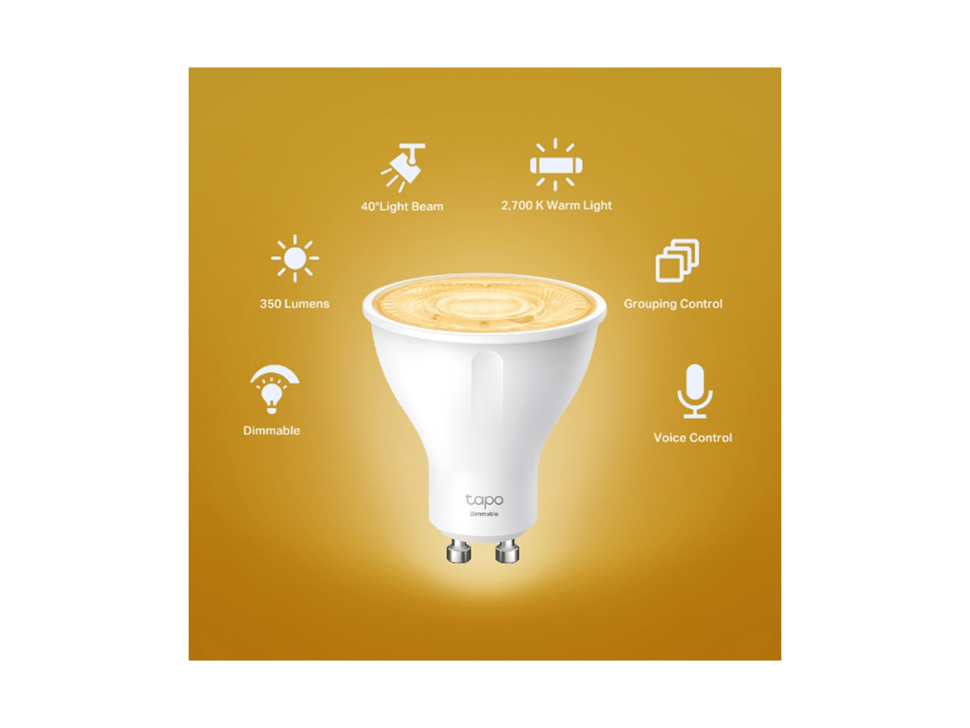 TP-Link Tapo - Smart Wi-Fi Spotlight, Dimmable (1~100%), 2,700K Warm Light