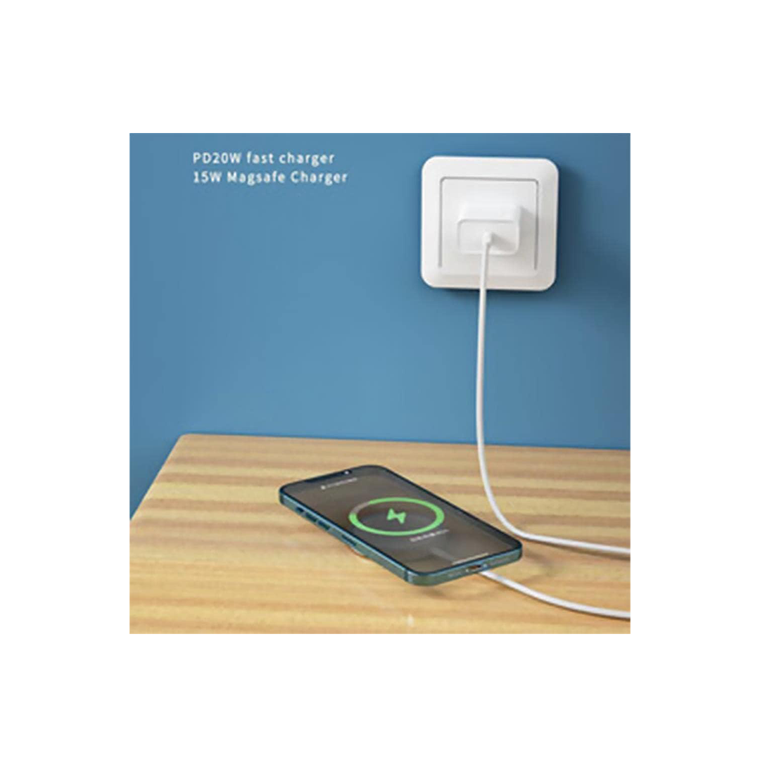 WIWU 15W Mag Safe Charger with Desktop Wireless Universal QI Magnetic Adapter - White in Qatar