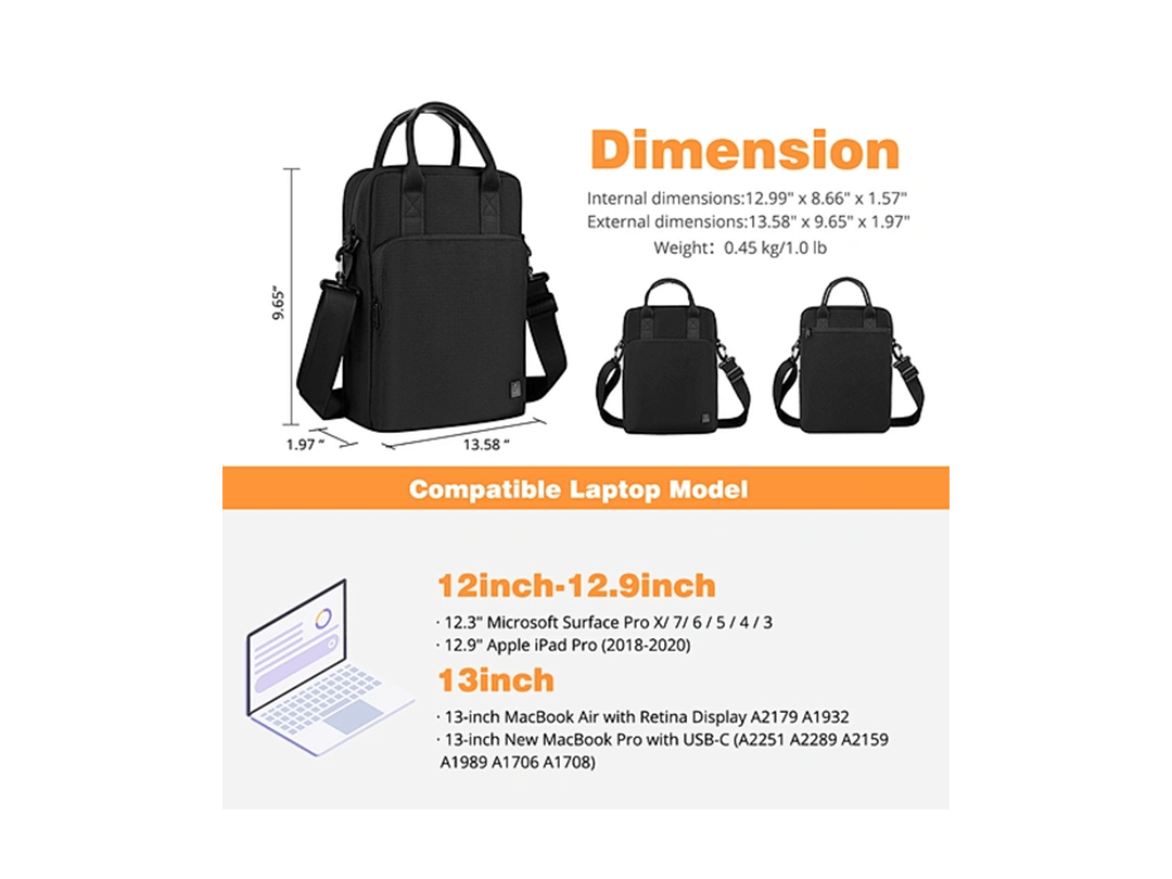 WIWU Alpha Vertical Double Layer Bag For 13.3