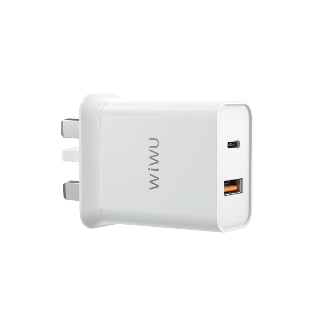 Wiwu Comet USB-C + QC3.0 UK 20W Power Adapter - White