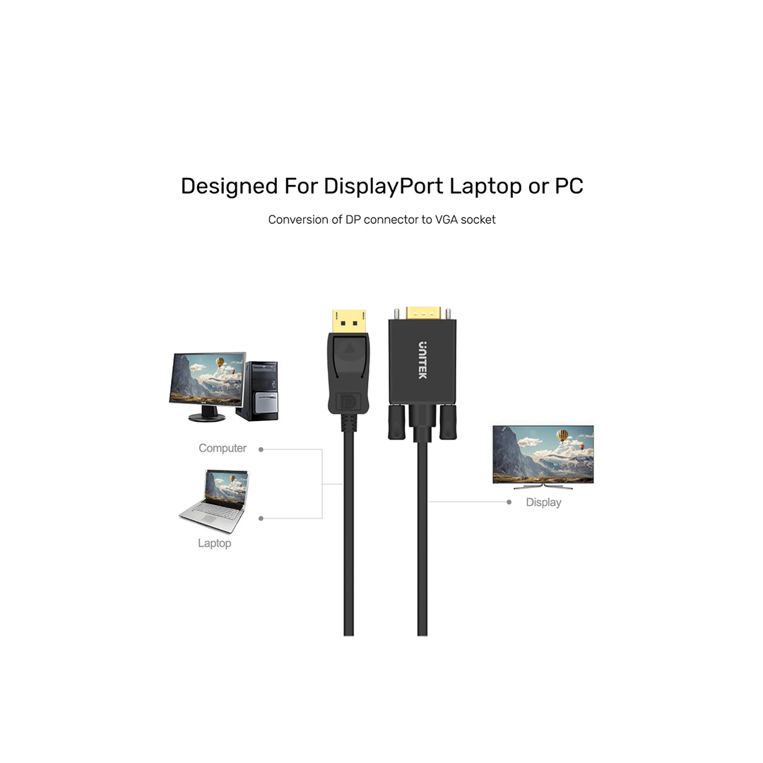 Unitek DisplayPort to VGA Cable 1.8M in Qatar